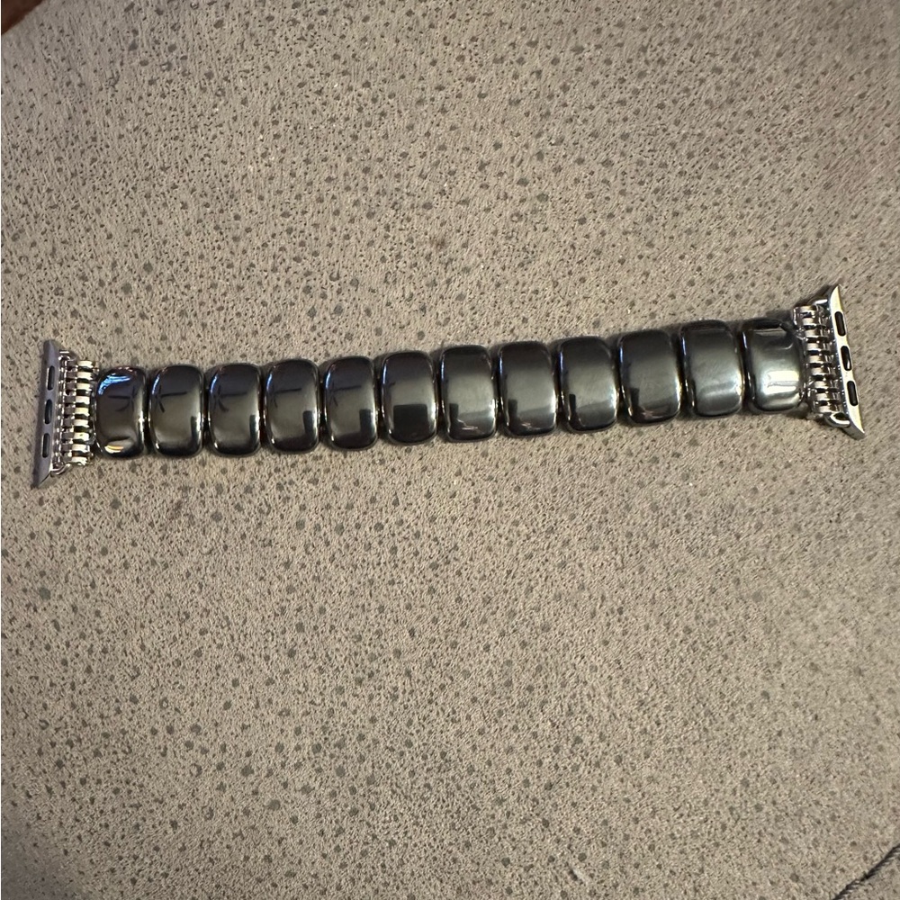 Women’s Black Hemitite bead stretch Watch Band